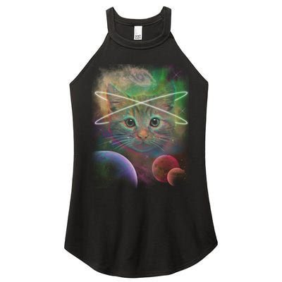 Cool Cat Nebula Space Universe  Women's Perfect Tri Rocker Tank
