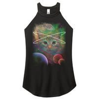 Cool Cat Nebula Space Universe  Women's Perfect Tri Rocker Tank