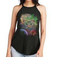 Cool Cat Nebula Space Universe  Women's Perfect Tri Rocker Tank