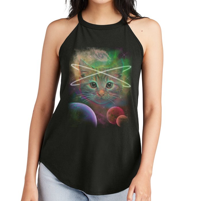 Cool Cat Nebula Space Universe  Women's Perfect Tri Rocker Tank
