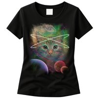 Cool Cat Nebula Space Universe  Womens T-Shirt