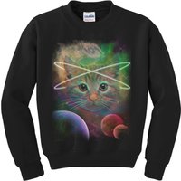 Cool Cat Nebula Space Universe  Kids Sweatshirt