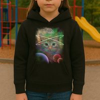 Cool Cat Nebula Space Universe  Kids Hoodie