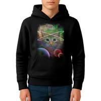 Cool Cat Nebula Space Universe  Kids Hoodie