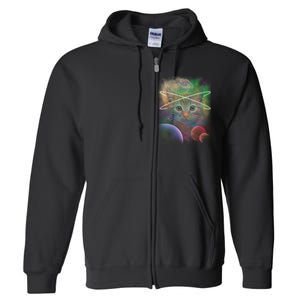 Cool Cat Nebula Space Universe  Full Zip Hoodie