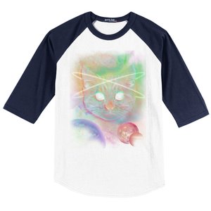 Cool Cat Nebula Space Universe  Baseball Sleeve Shirt