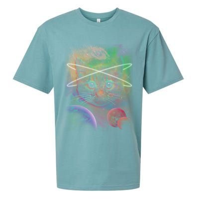 Cool Cat Nebula Space Universe  Sueded Cloud Jersey T-Shirt
