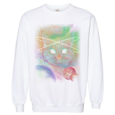 Cool Cat Nebula Space Universe  Garment-Dyed Sweatshirt