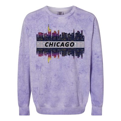 Cool Chicago Skyline Colorblast Crewneck Sweatshirt