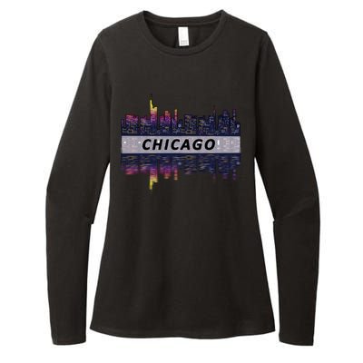 Cool Chicago Skyline Womens CVC Long Sleeve Shirt