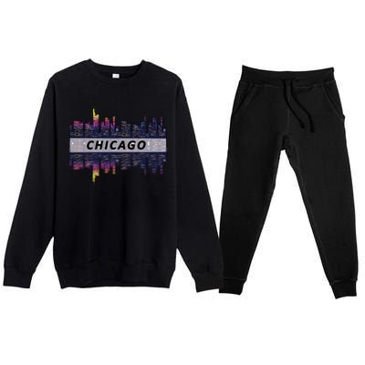 Cool Chicago Skyline Premium Crewneck Sweatsuit Set