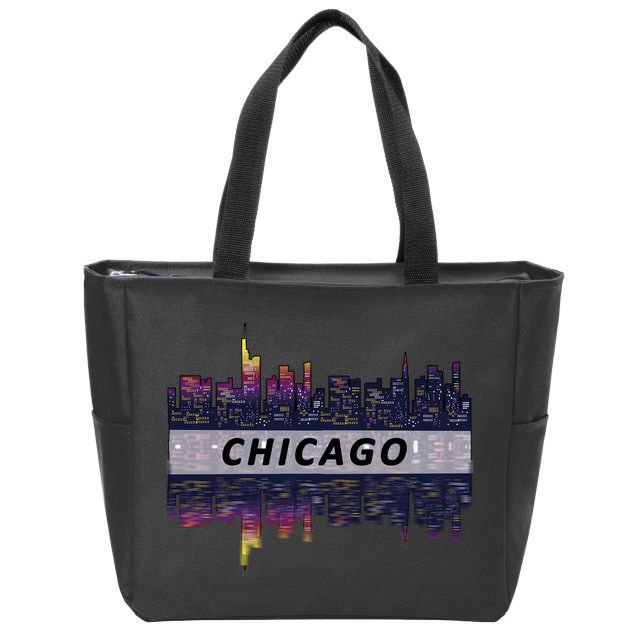 Cool Chicago Skyline Zip Tote Bag