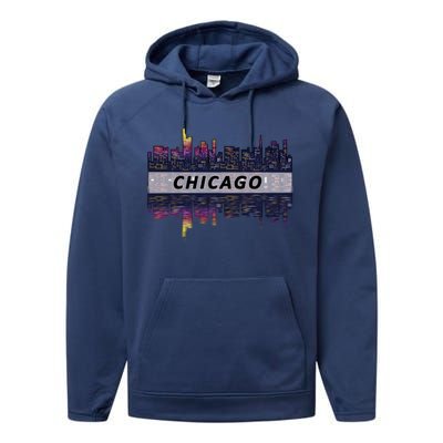 Cool Chicago Skyline Performance Fleece Hoodie