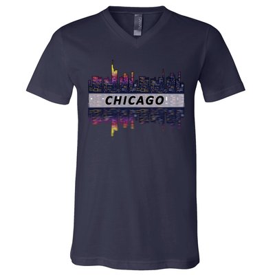 Cool Chicago Skyline V-Neck T-Shirt