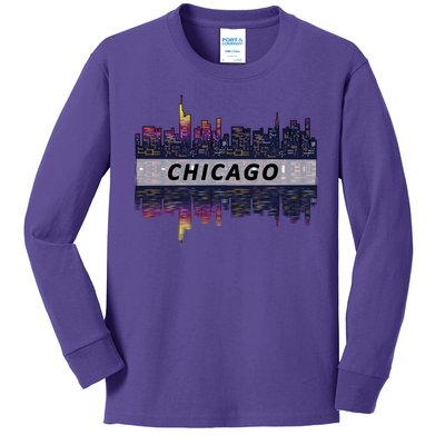 Cool Chicago Skyline Kids Long Sleeve Shirt