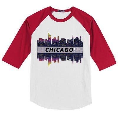 Cool Chicago Skyline Kids Colorblock Raglan Jersey