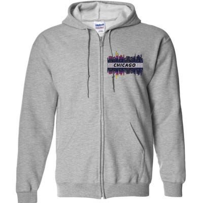 Cool Chicago Skyline Full Zip Hoodie