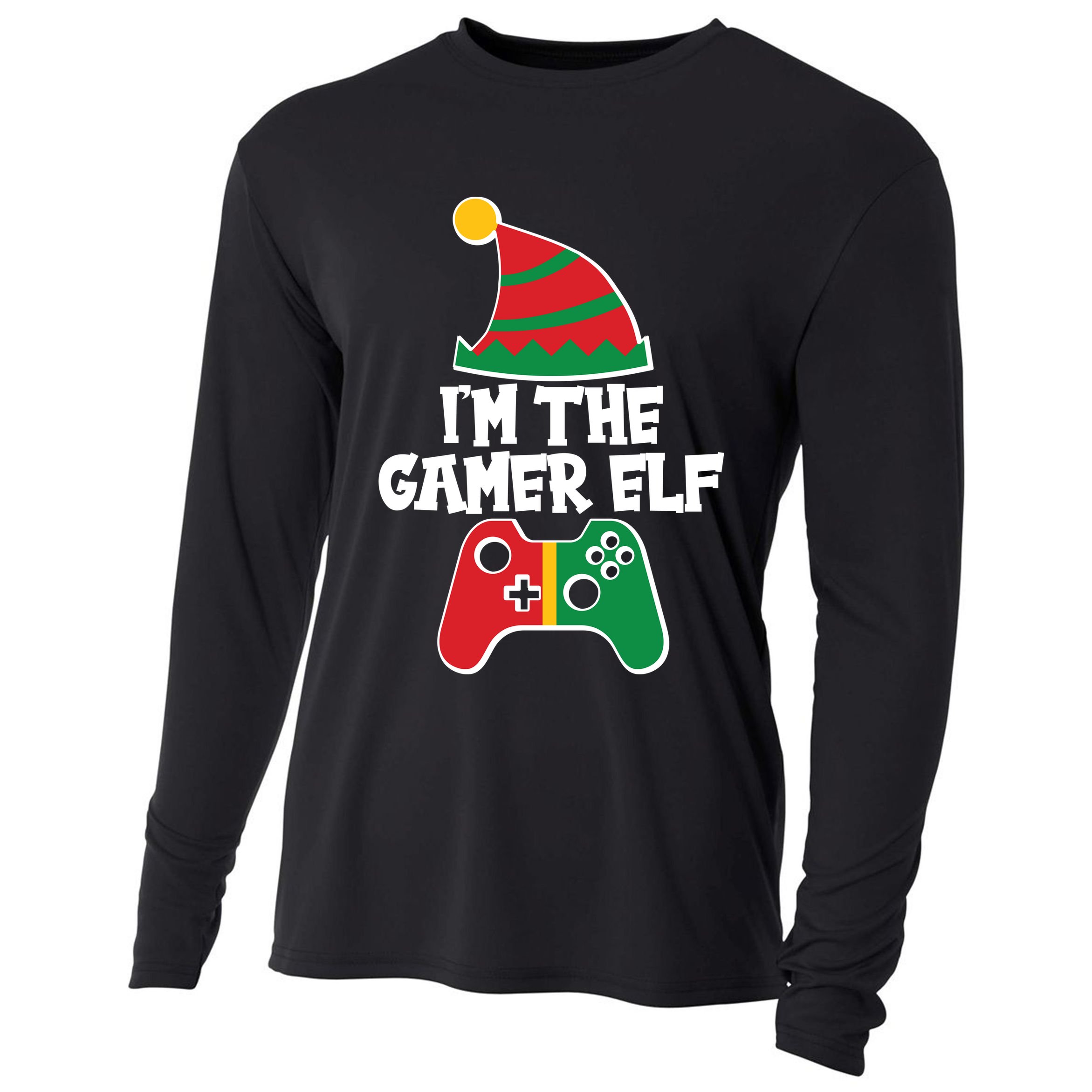 Cool Christmas I'm The Gamer Elf Cooling Performance Long Sleeve Crew