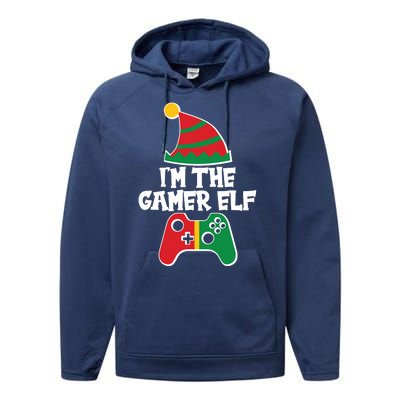 Cool Christmas I'm The Gamer Elf Performance Fleece Hoodie