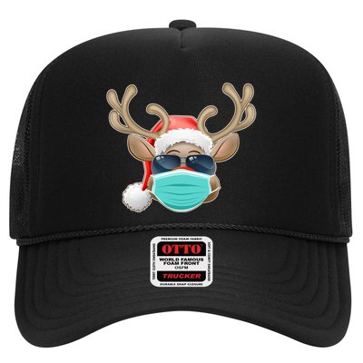 Cool Christmas Rudolph Red Nose Reindeer Mask 2020 Quarantined Trucker Hat