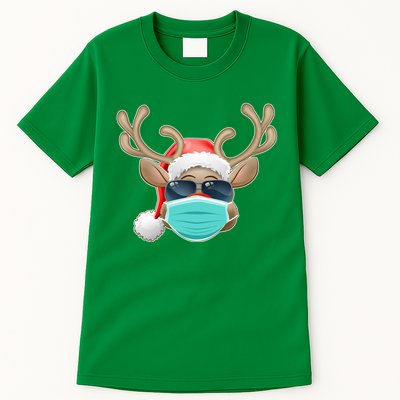 Cool Christmas Rudolph Red Nose Reindeer Mask 2020 Quarantined Tall T-Shirt