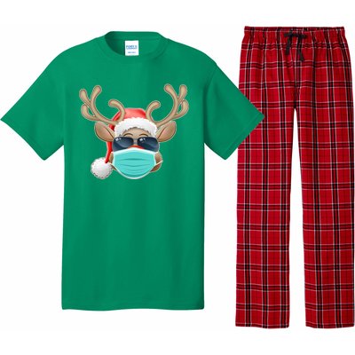 Cool Christmas Rudolph Red Nose Reindeer Mask 2020 Quarantined Pajama Set