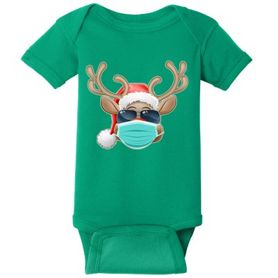Cool Christmas Rudolph Red Nose Reindeer Mask 2020 Quarantined Baby Bodysuit