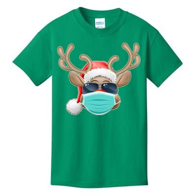 Cool Christmas Rudolph Red Nose Reindeer Mask 2020 Quarantined Kids T-Shirt