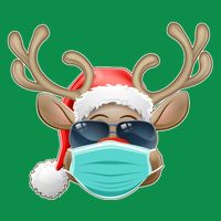 Cool Christmas Rudolph Red Nose Reindeer Mask 2020 Quarantined Kids T-Shirt
