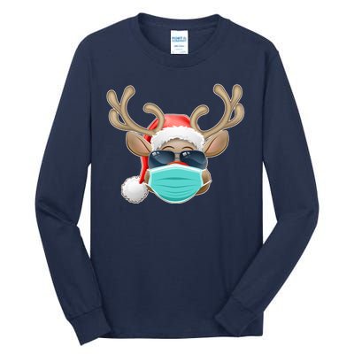 Cool Christmas Rudolph Red Nose Reindeer Mask 2020 Quarantined Tall Long Sleeve T-Shirt