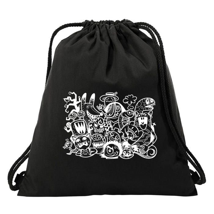 Cool Classic Cartoonish Character Group Drawstring Bag