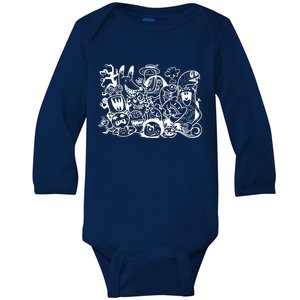 Cool Classic Cartoonish Character Group Baby Long Sleeve Bodysuit