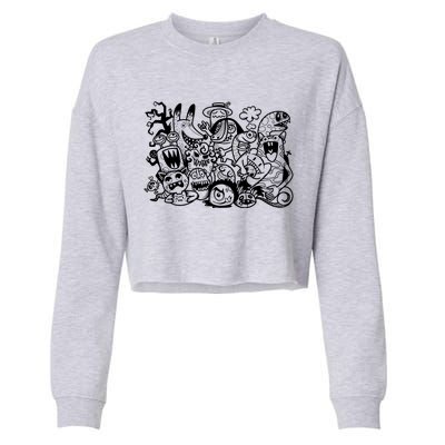 Cool Classic Cartoonish Character Group Cropped Pullover Crew