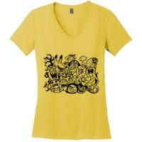 Cool Classic Cartoonish Character Group Women's V-Neck T-Shirt