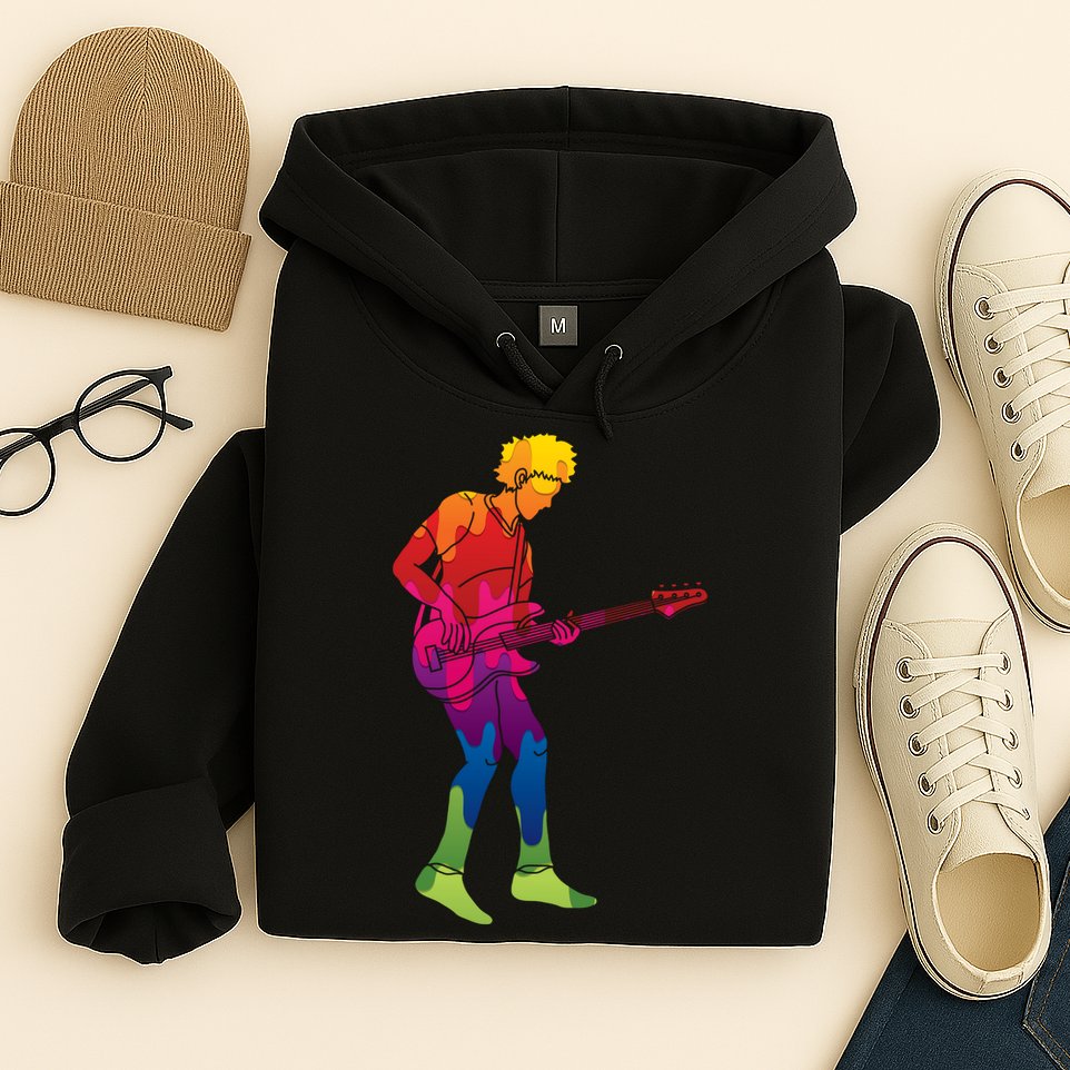 Cool Colorful Music Guitar Guy Hoodie