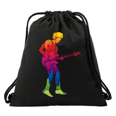 Cool Colorful Music Guitar Guy Drawstring Bag