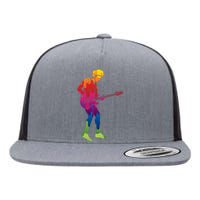 Cool Colorful Music Guitar Guy Flat Bill Trucker Hat