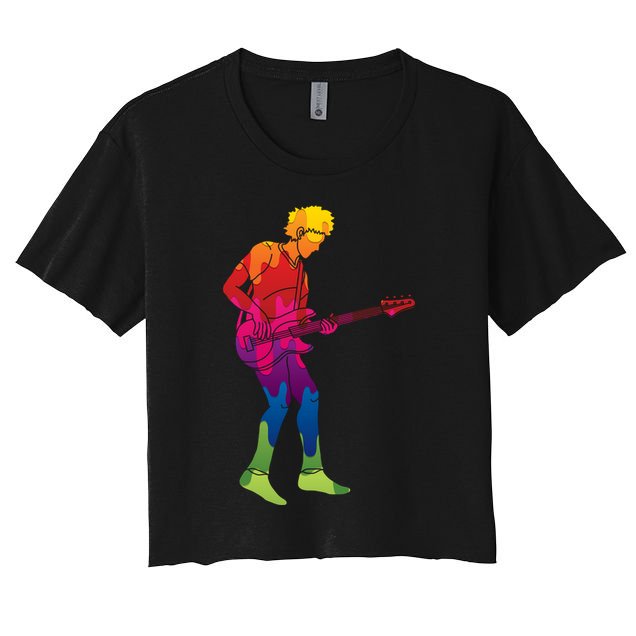 Cool Colorful Music Guitar Guy Crop Top