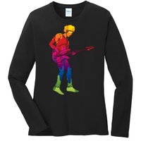 Cool Colorful Music Guitar Guy Ladies Long Sleeve Shirt