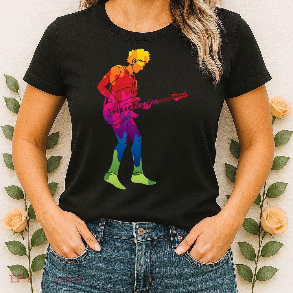 Cool Colorful Music Guitar Guy Womens T-Shirt