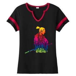 Cool Colorful Samurai Katana Ladies Halftime Notch Neck Tee