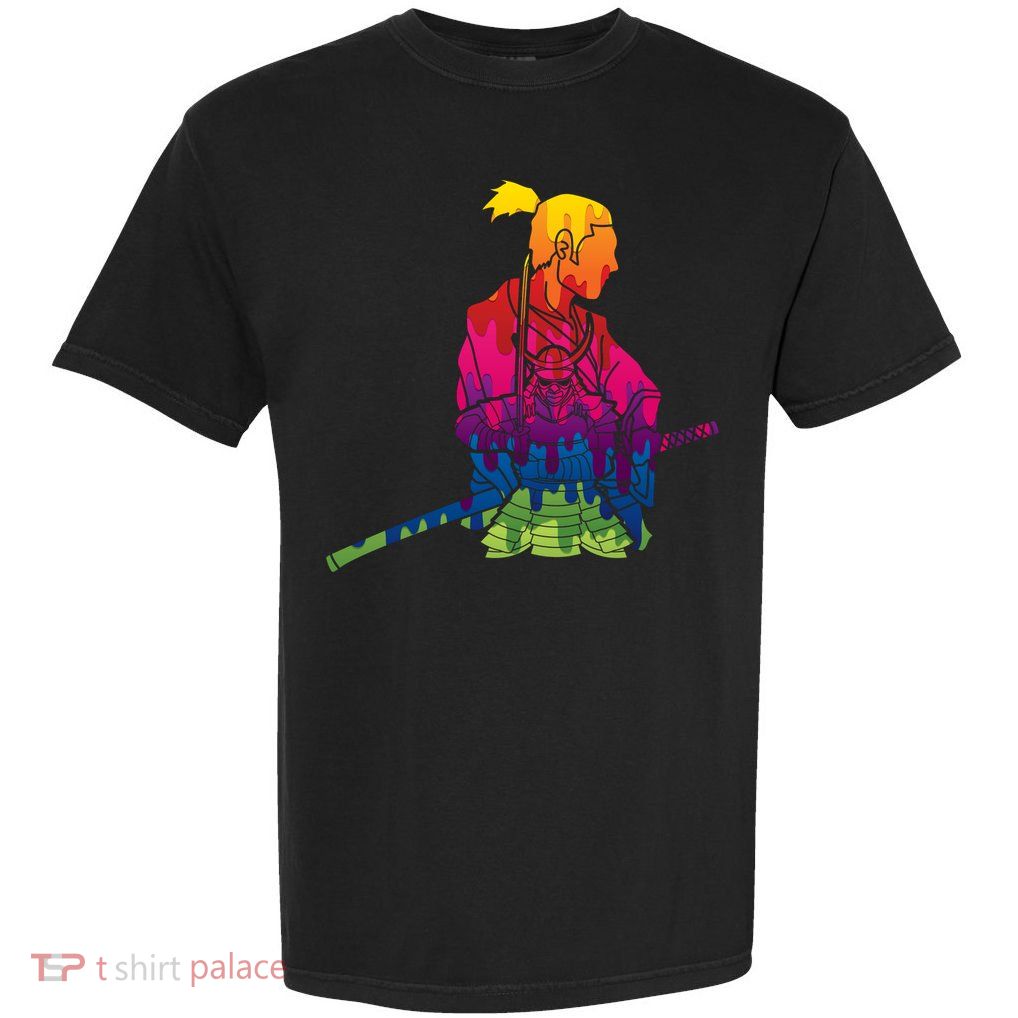 Cool Colorful Samurai Katana Garment-Dyed Heavyweight T-Shirt