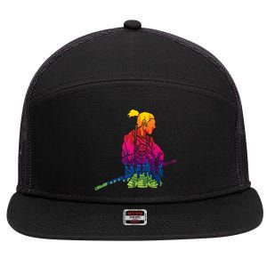 Cool Colorful Samurai Katana 7 Panel Mesh Trucker Snapback Hat