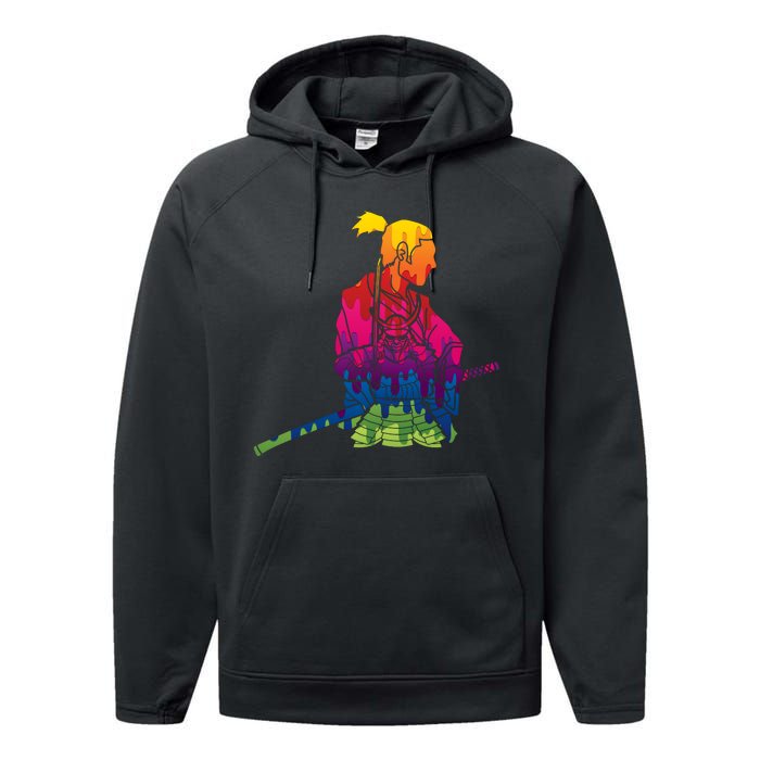 Cool Colorful Samurai Katana Performance Fleece Hoodie