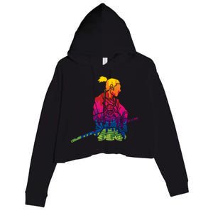 Cool Colorful Samurai Katana Crop Fleece Hoodie