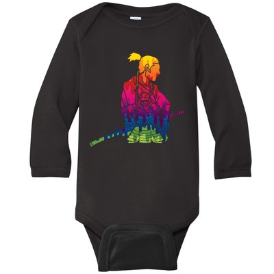 Cool Colorful Samurai Katana Baby Long Sleeve Bodysuit