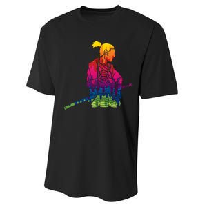 Cool Colorful Samurai Katana Performance Sprint T-Shirt