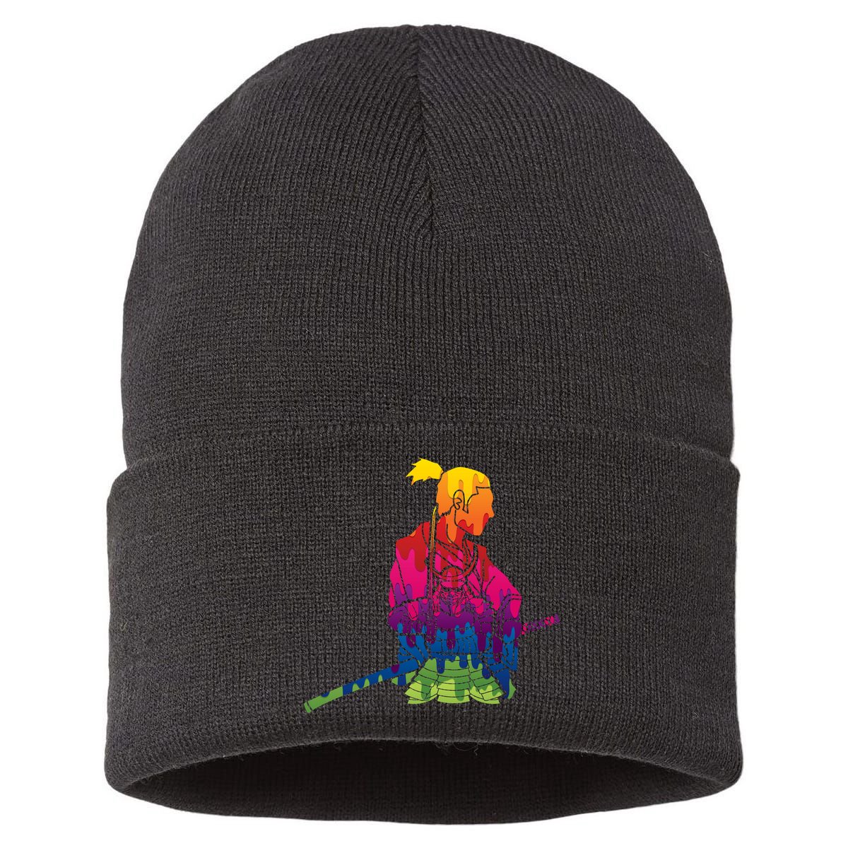 Cool Colorful Samurai Katana Sustainable Knit Beanie