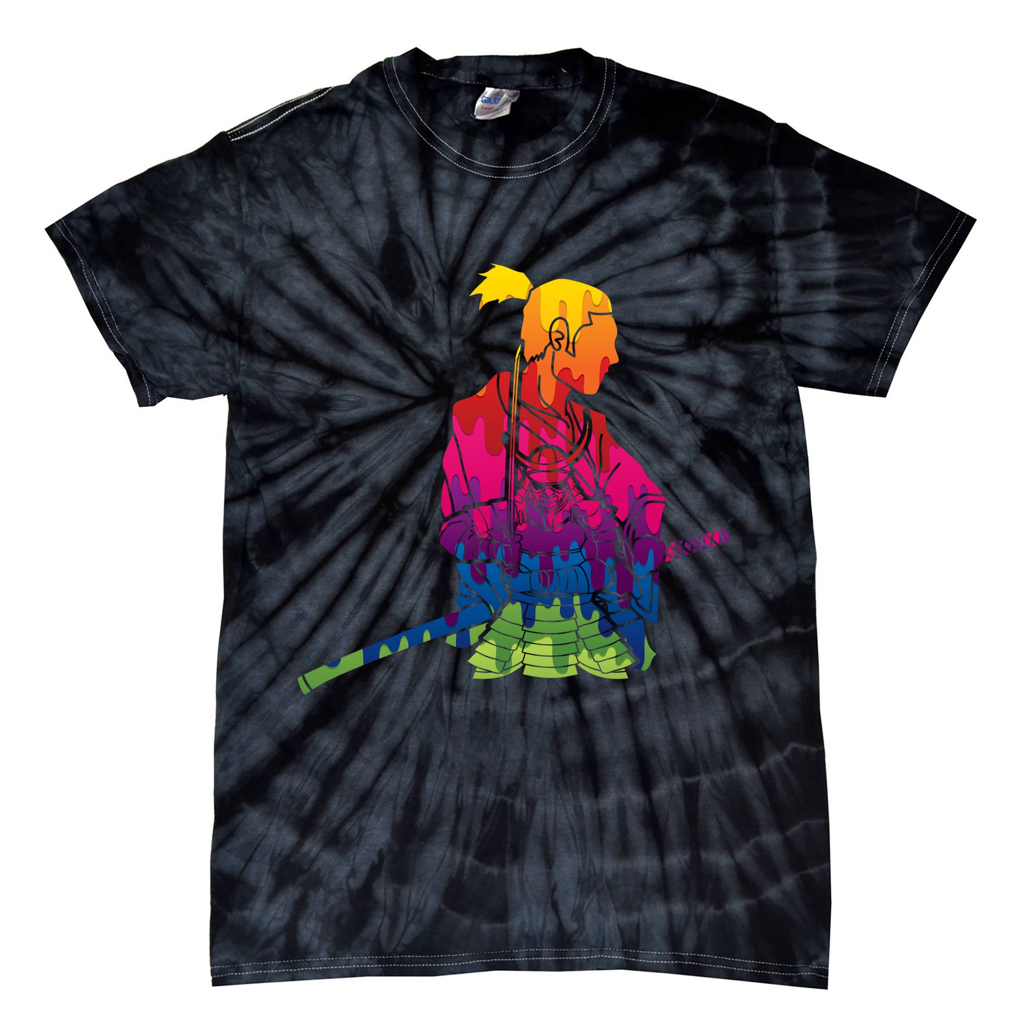 Cool Colorful Samurai Katana Tie-Dye T-Shirt