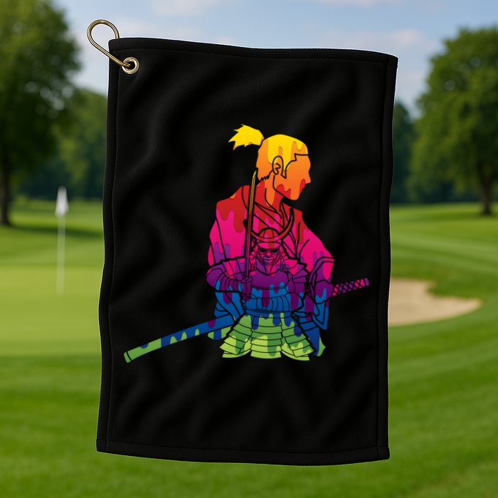 Cool Colorful Samurai Katana Golf Towel